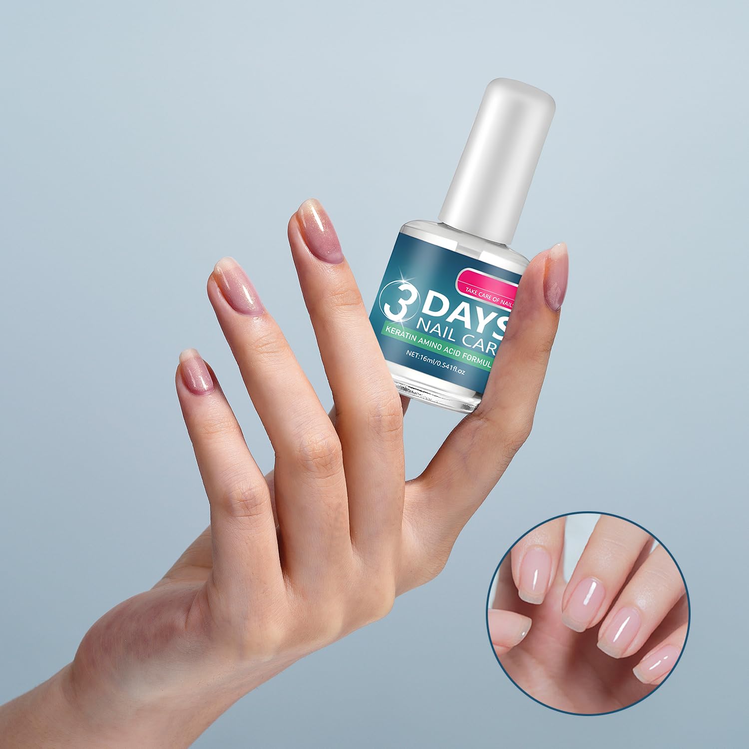 3 Days Nail Care packaging box highlighting hydrating nail treatment.
