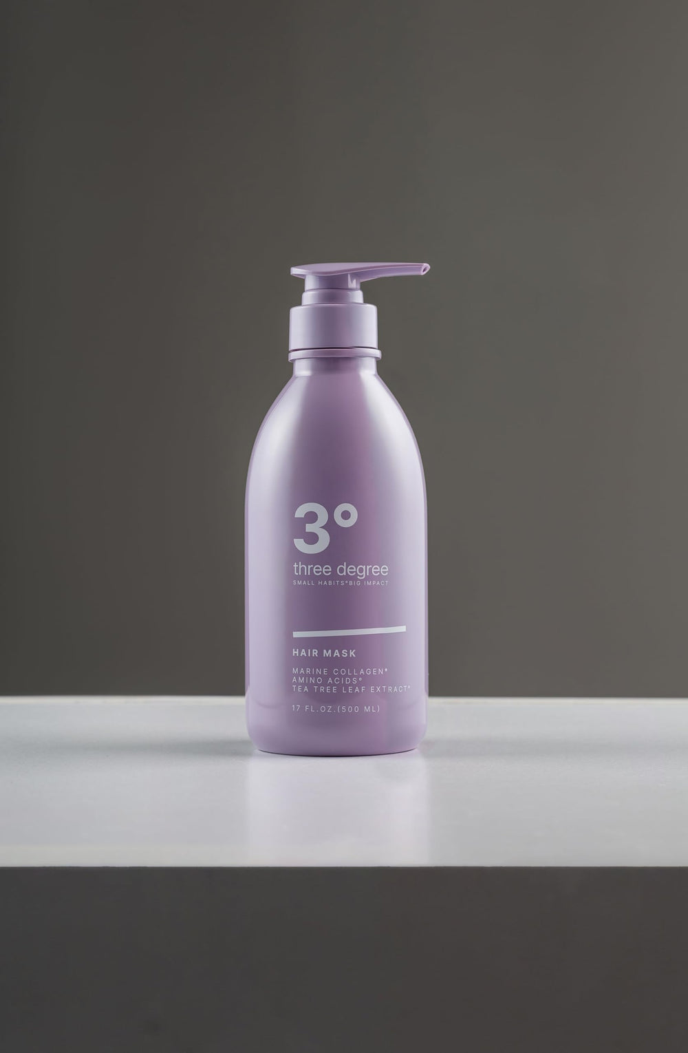 3threedegree Tea Tree & Collagen Hair Mask bottle with tea tree leaf imagery for scalp refresh