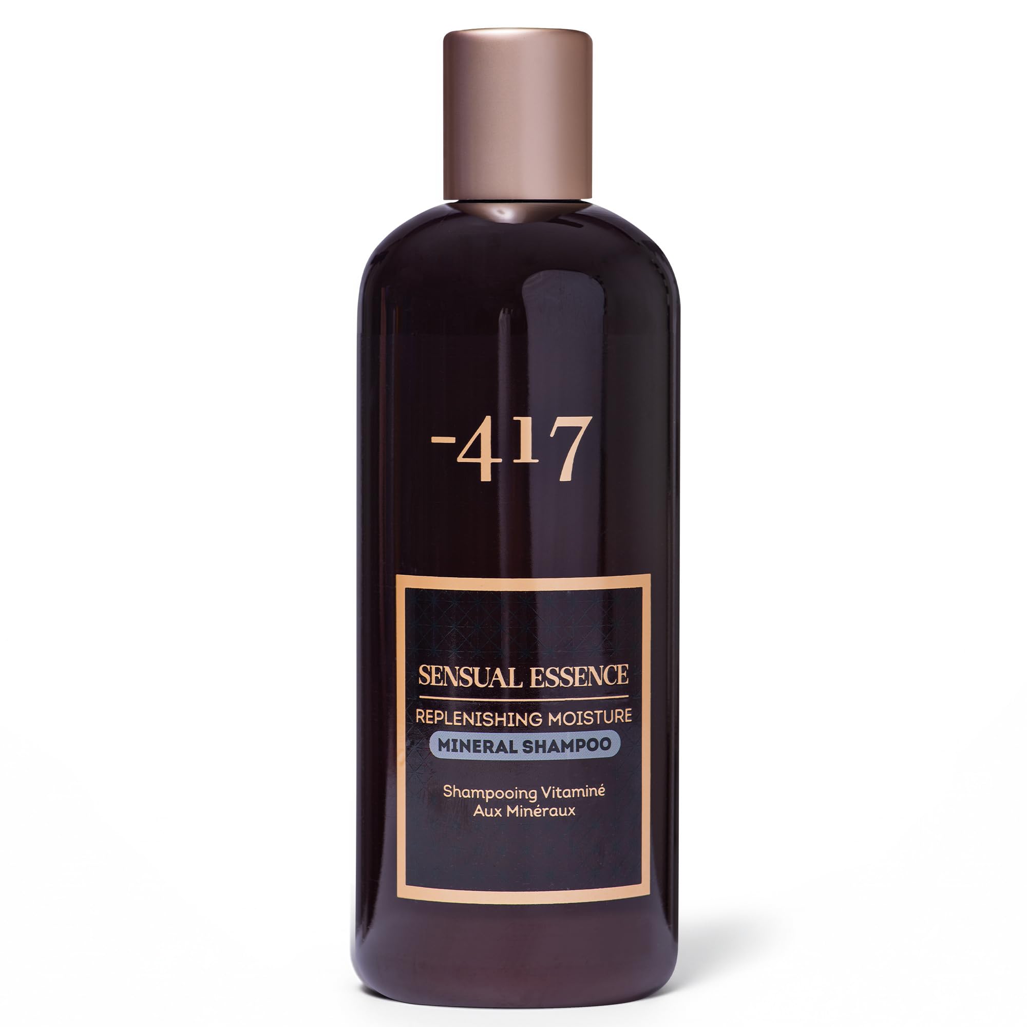417 Dead Sea Minerals Shampoo bottle showcases nourishing formula for hair shine.