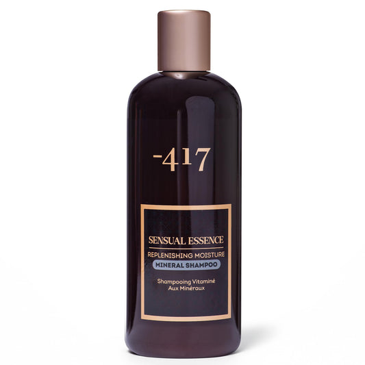 417 Dead Sea Minerals Shampoo bottle showcases nourishing formula for hair shine.