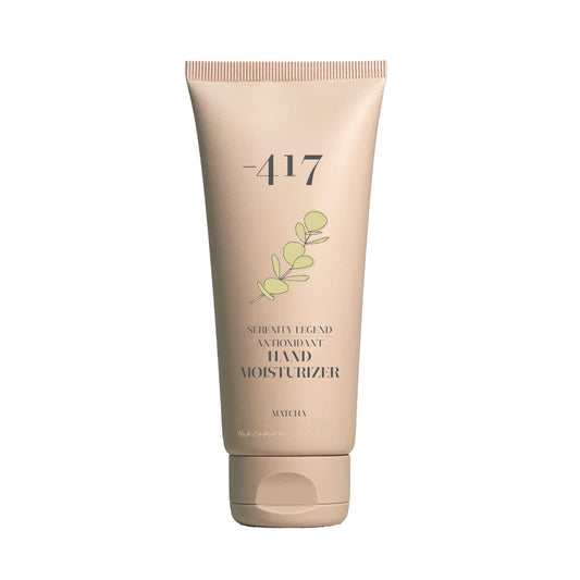 417 Minus Matcha hand moisturizer packshot shows hydrating formula for daily use