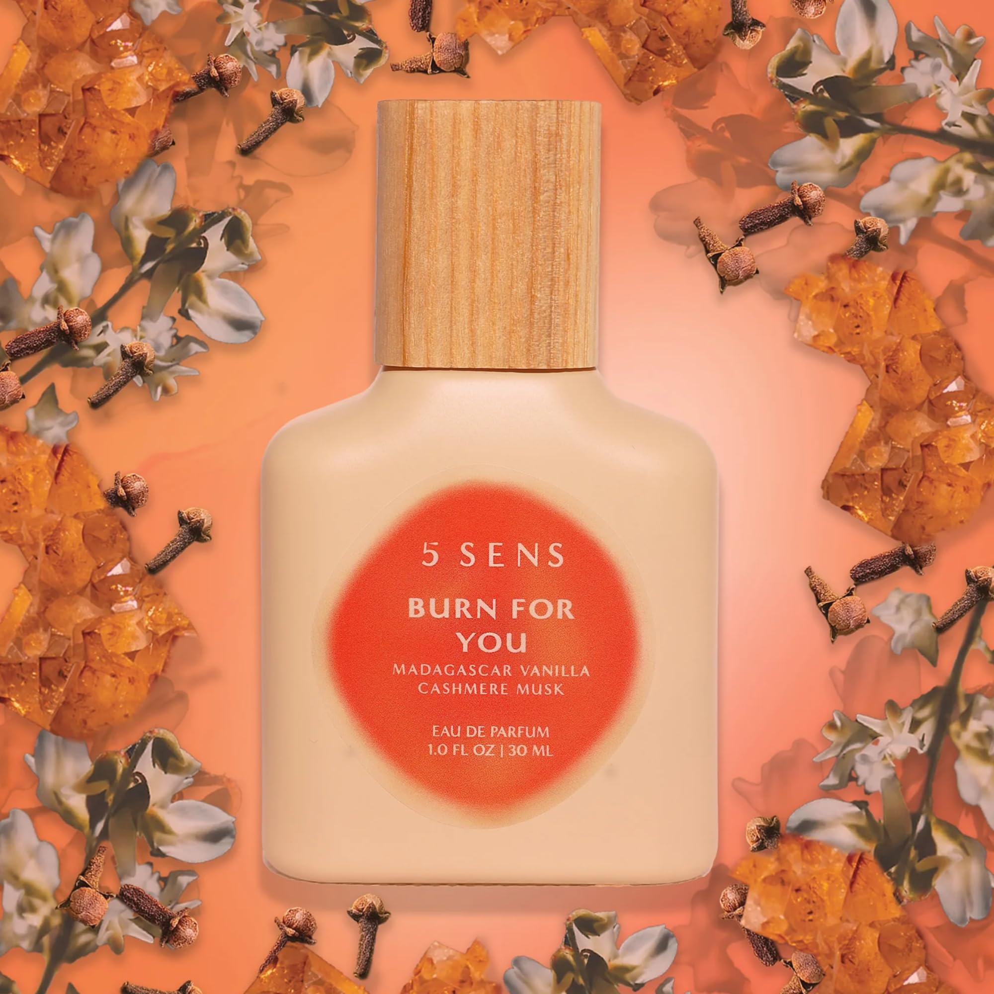 5 SENS Burn For You edp bottle cap close-up suggests a refined mood for date nights