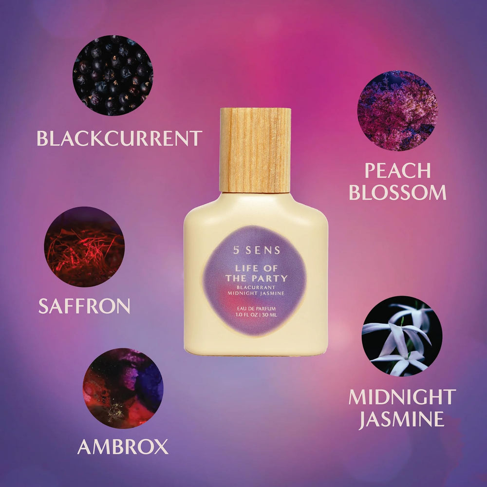 5 SENS Life of the Party travel vial exudes bold, festive energy.