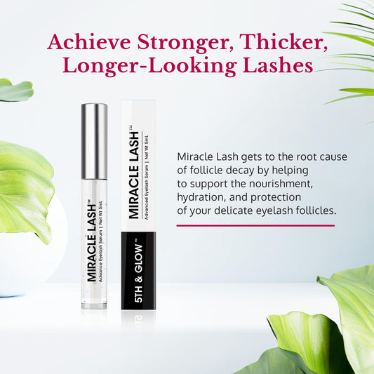 5th and Glow Miracle Lash serum wand applying closeup for nightly use.