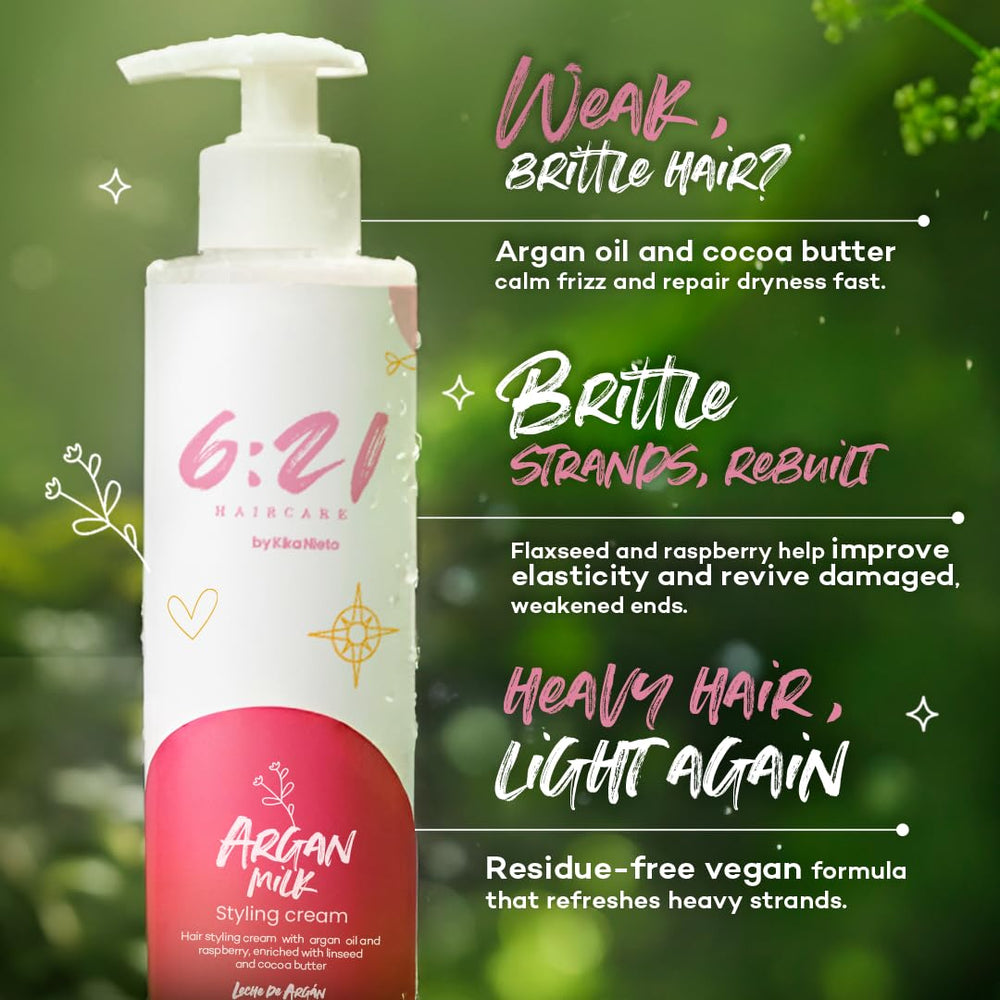 621 Argan Milk Leave-In offers heat protection during styling sessions.