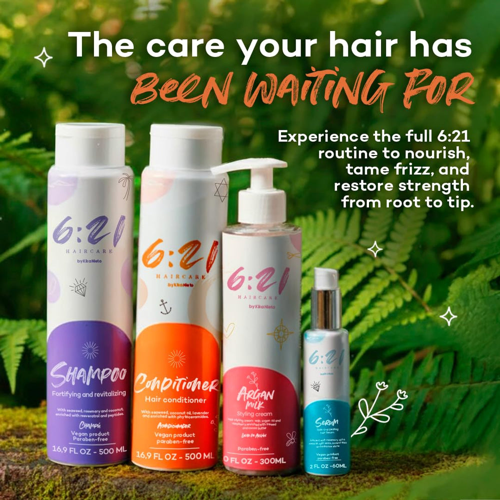 621 Haircare daily-use bathroom scene, showcasing routine conditioning benefits.