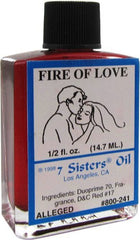 7 Sisters Fire of Love Oil bottle for romantic moments and intimate rituals.