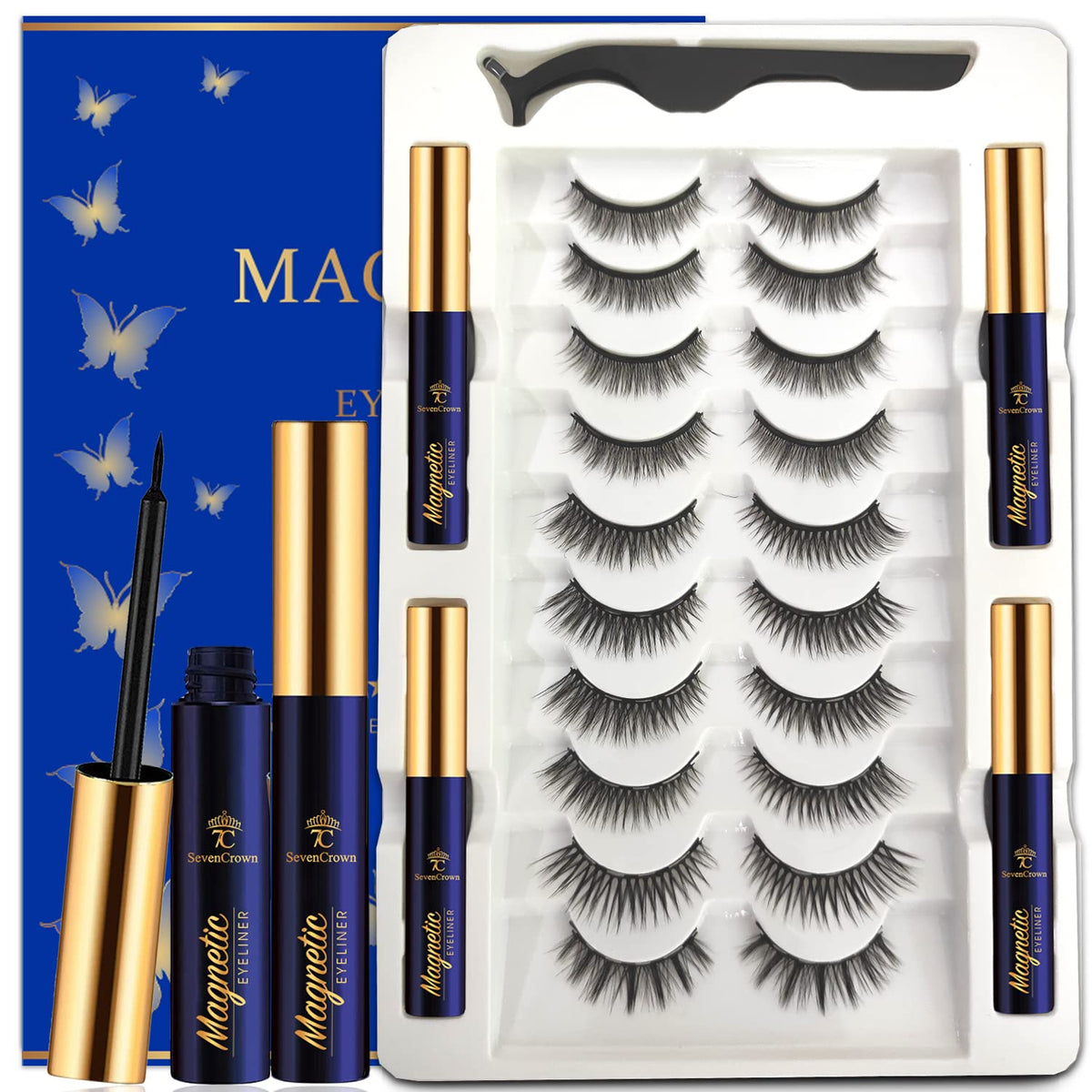 7C SEVENCROWN magnetic eyelashes 3D medium for a natural daily look.