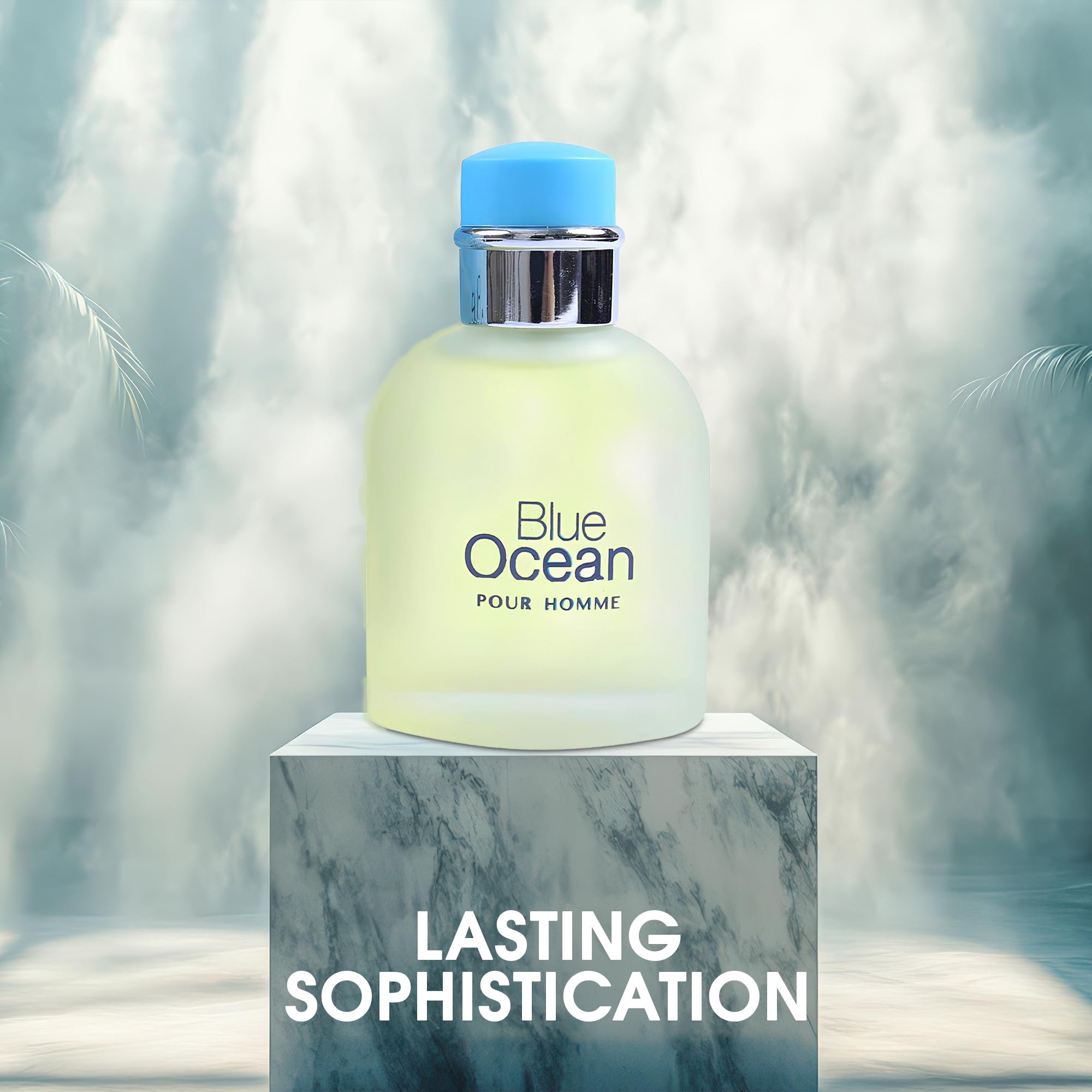 A Center Blue Ocean bottle cap detail showing premium design and lasting freshness
