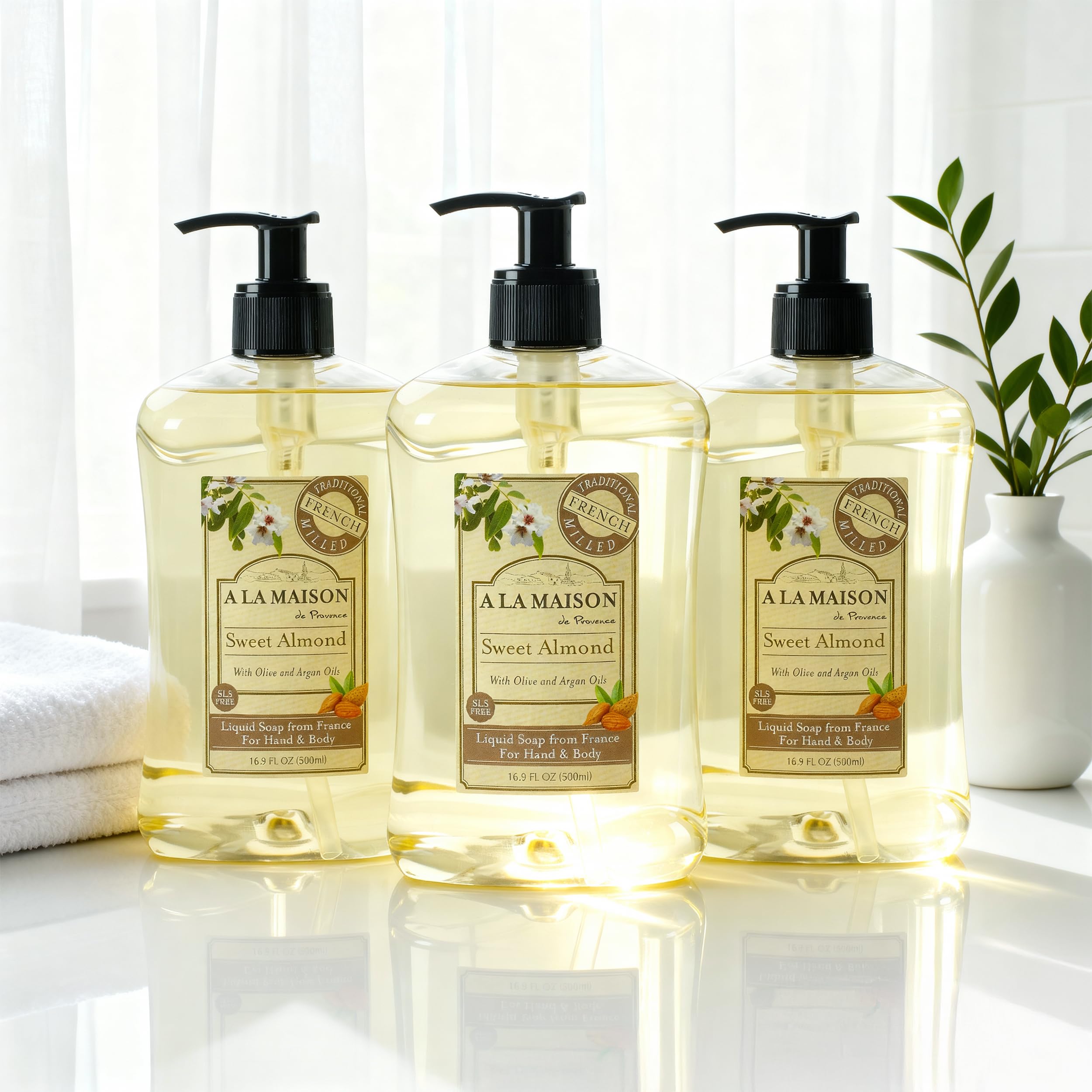 A LA MAISON almond hand soap lather delivering gentle cleansing