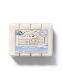 A LA MAISON Fresh Sea Salt soap ingredients display for nourishment and hydration.