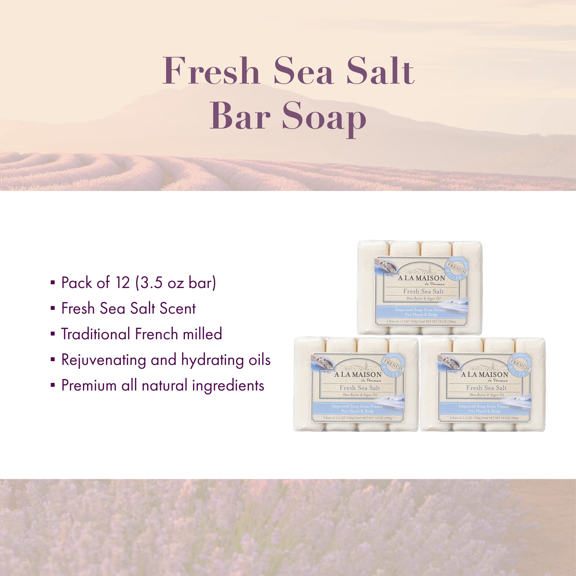 A LA MAISON Fresh Sea Salt soap lather close-up, providing silky cleansing experience.