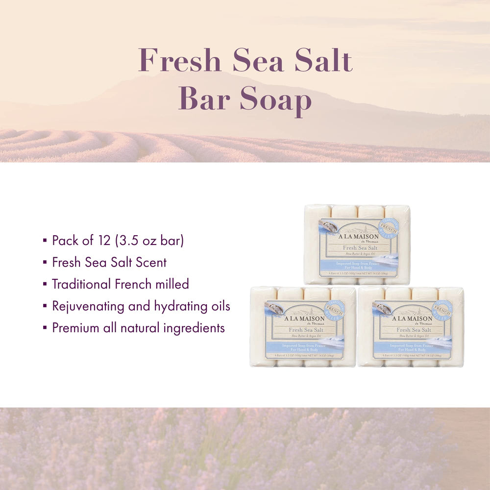 A LA MAISON Fresh Sea Salt soap lather close-up, providing silky cleansing experience.