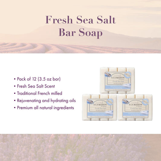 A LA MAISON Fresh Sea Salt soap lather close-up, providing silky cleansing experience.