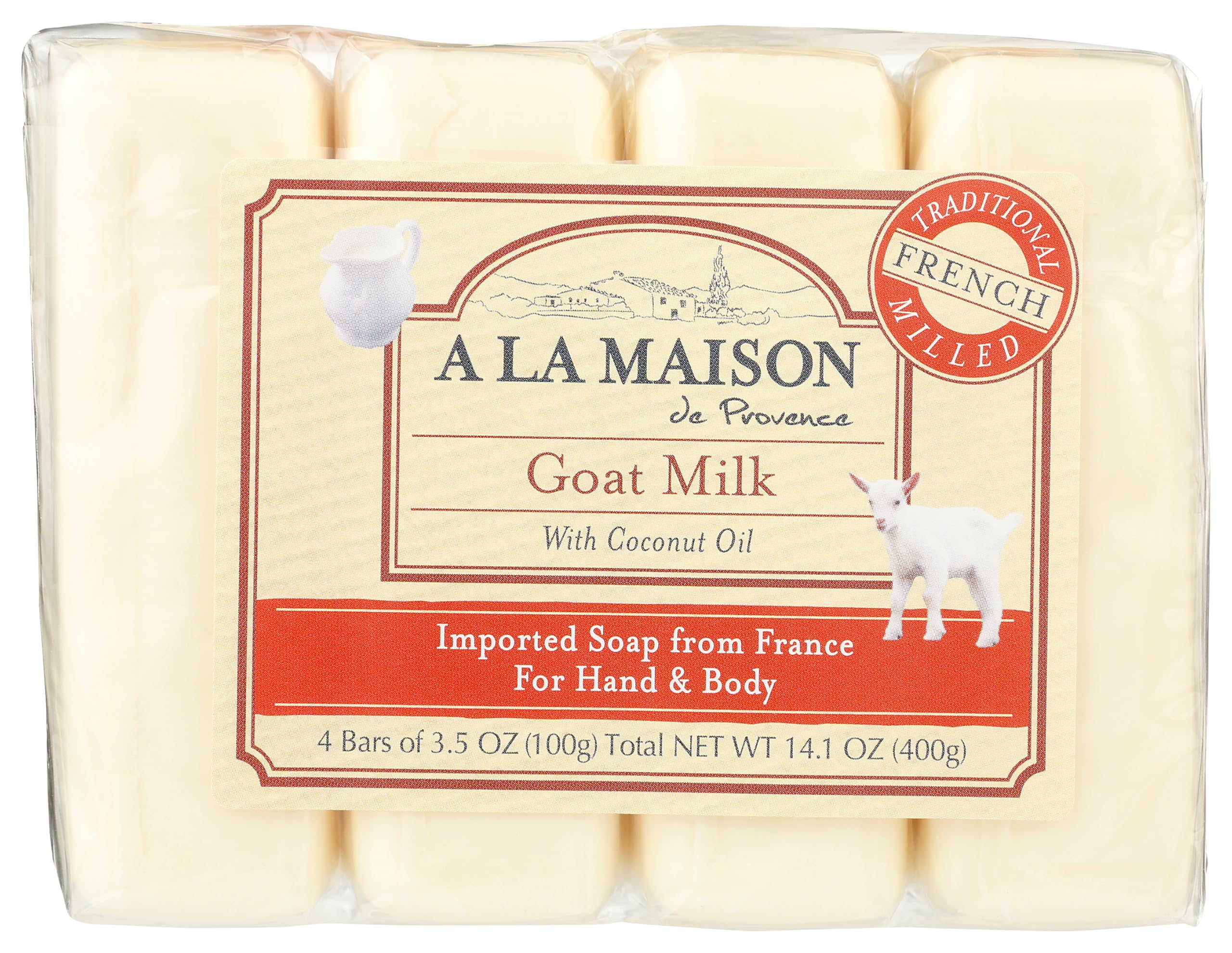 A La Maison goat milk bar soap unscented four-bar pack for gentle cleansing