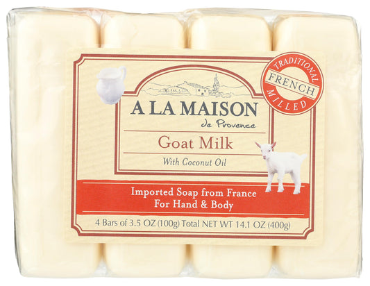 A La Maison goat milk bar soap unscented four-bar pack for gentle cleansing