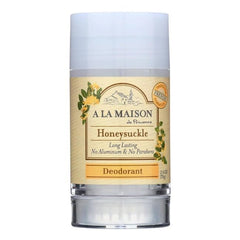 A La Maison Honeysuckle deodorant bottle with aluminum-free formula for daily freshness.