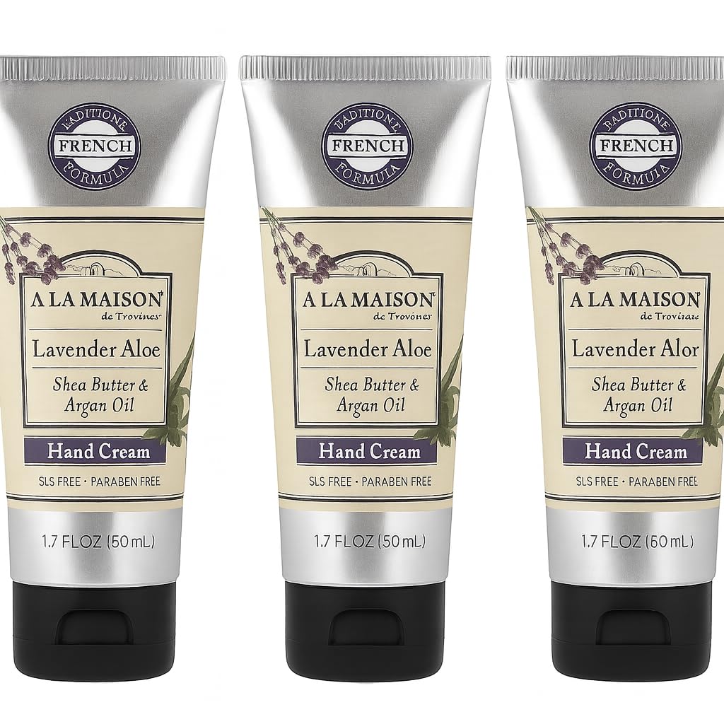 A La Maison Lavender Aloe Hand Cream bottle provides lasting moisture for daily hand care.