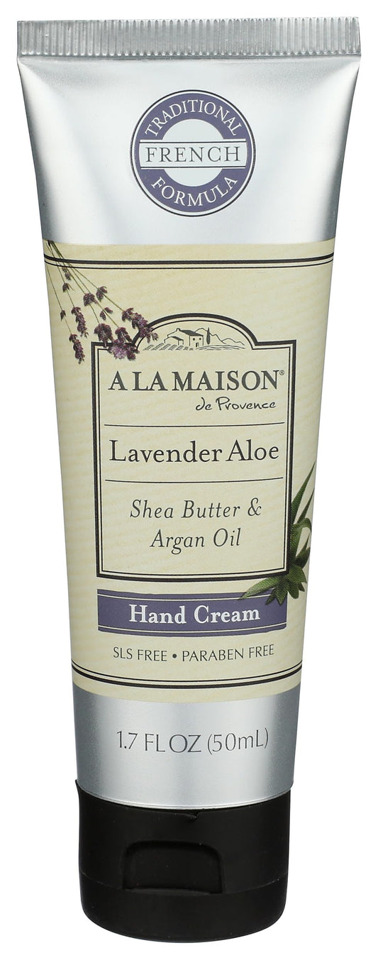 A La Maison Lavender Aloe hand cream 1.7 oz front view offers compact hydration.