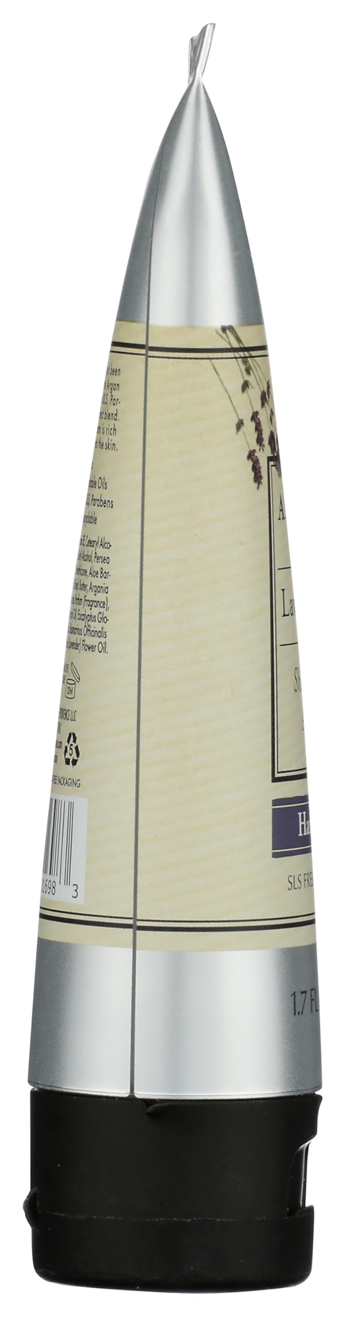 Texture swirl reveals creamy Lavender Aloe hand cream for soothing smooth skin.