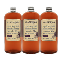 A La Maison Lavender Aloe liquid soap refill for gentle cleansing and soft skin.