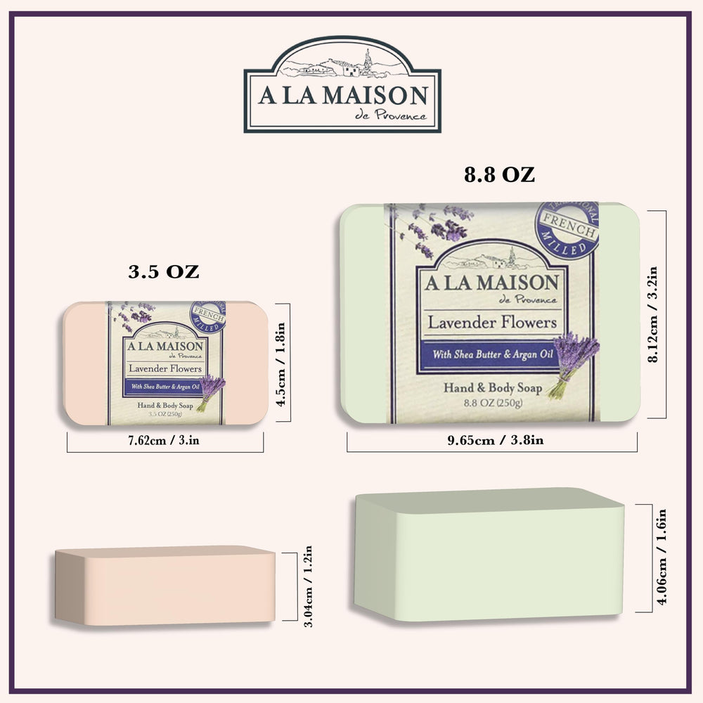A LA MAISON Lavender Flower Bar Soap close up of creamy lather highlighting gentle hydration