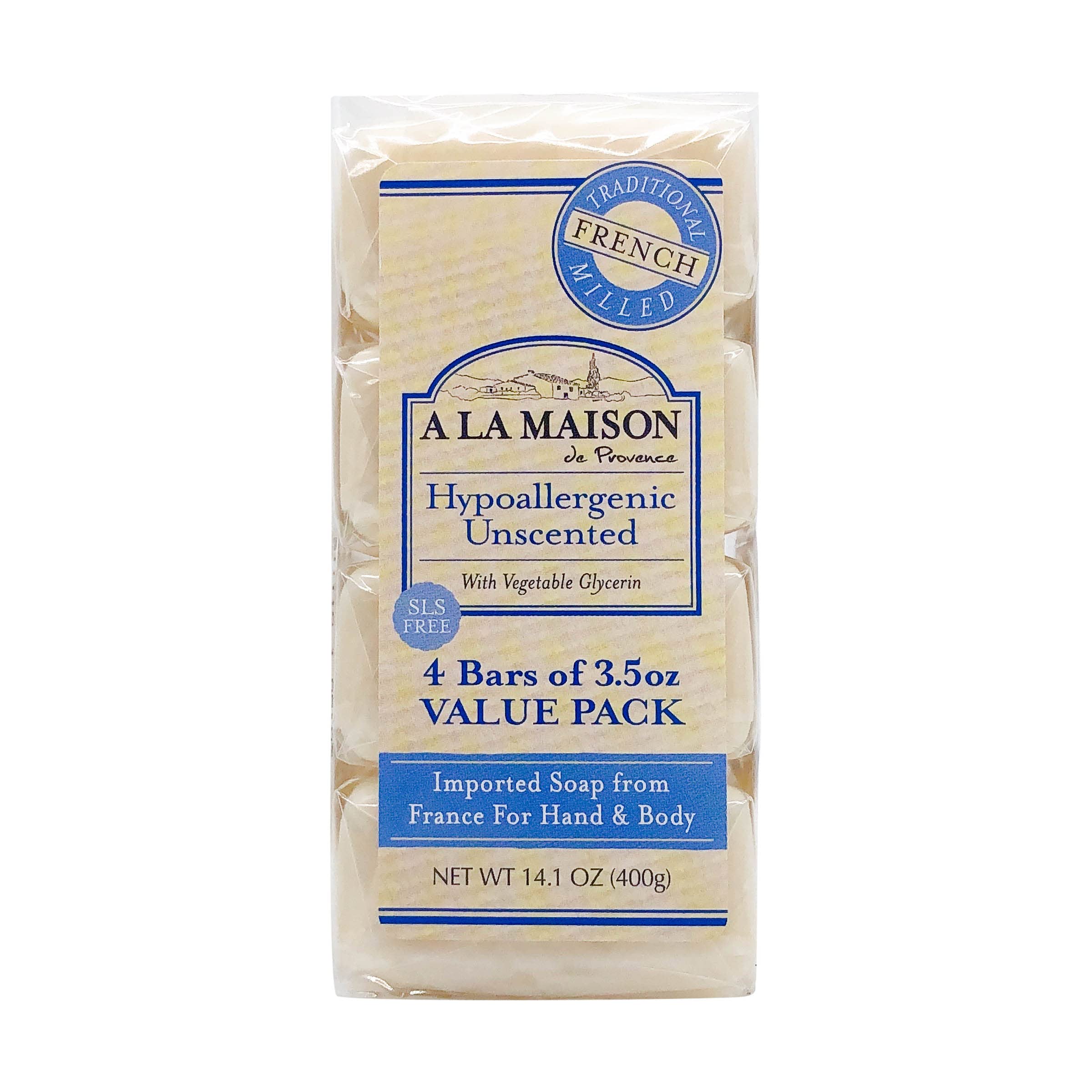 A La Maison moisturizing bar texture suggests creamy, gentle hand care.