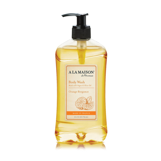A LA MAISON Orange Bergamot Body Wash front bottle, refreshing citrus scent for daily cleansing
