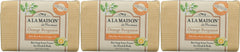 A LA MAISON orange bergamot triple milled bar soap for silky, gentle hand cleansing.