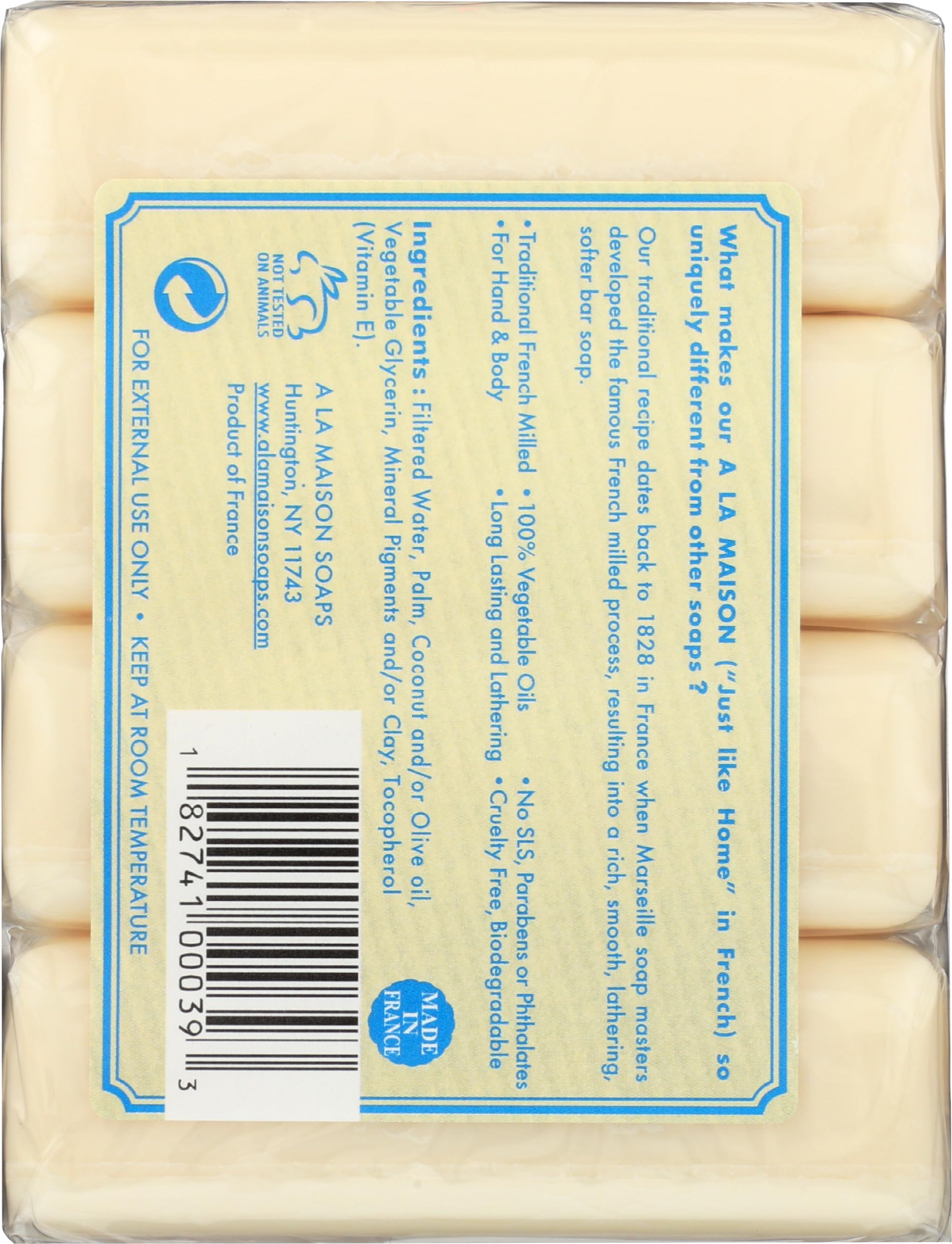 A La Maison packaging label highlights fragrance-free formula for sensitive routines.
