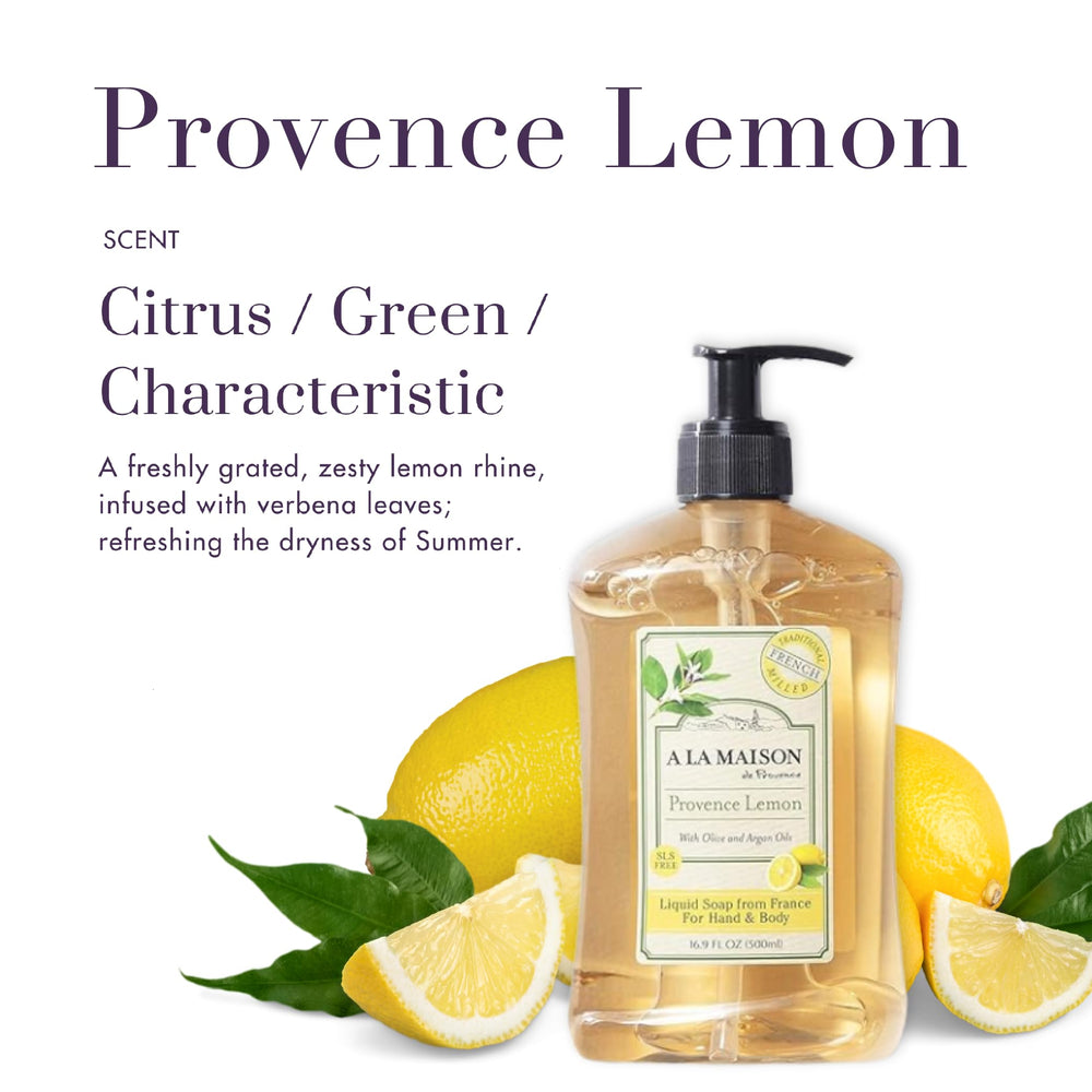 A La Maison label on Provence Lemon Hand Soap emphasizing French craftsmanship.