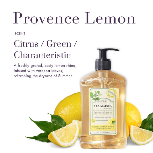 A La Maison label on Provence Lemon Hand Soap emphasizing French craftsmanship.