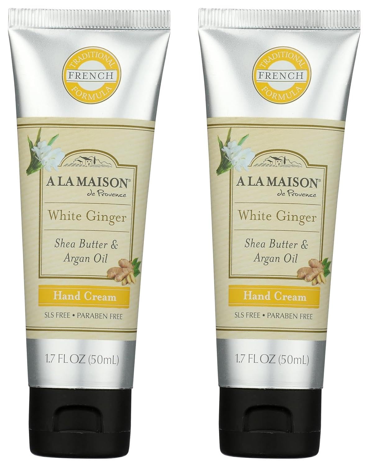 A La Maison White Ginger Hand Cream demonstrates non-greasy hydration for soft, smooth hands.