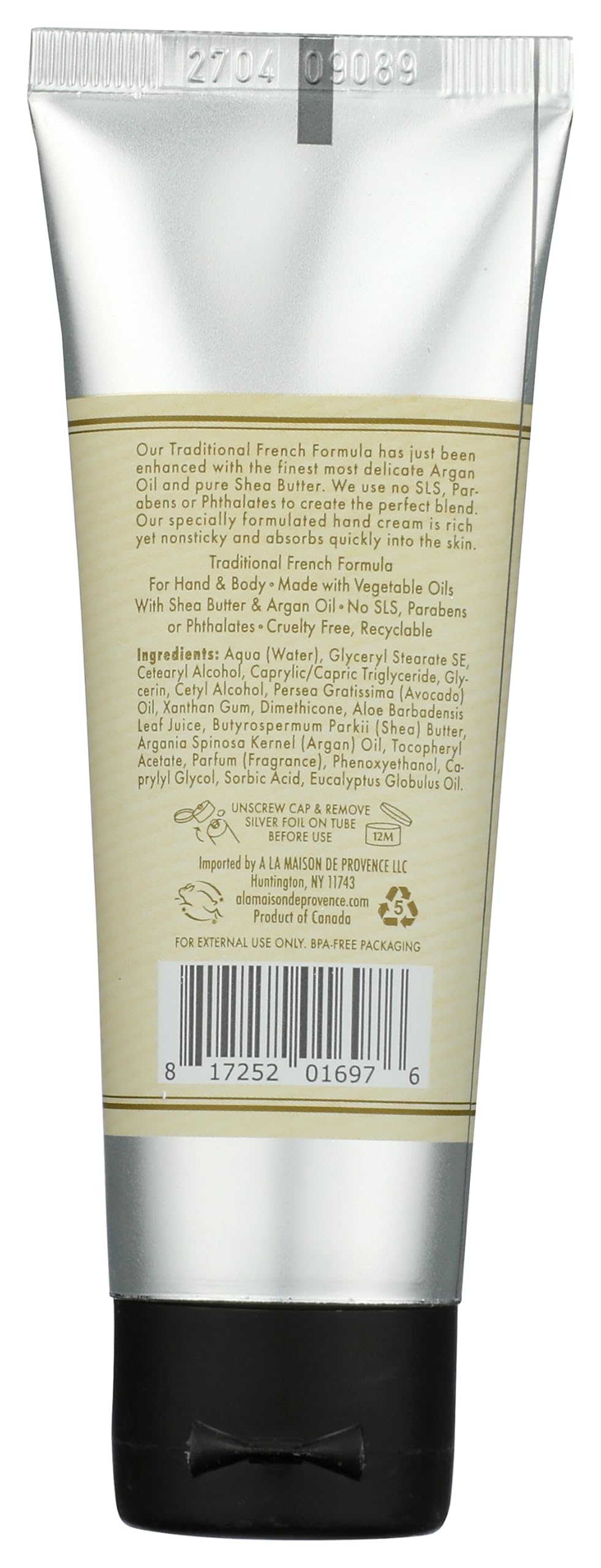 A LA MAISON White Ginger Hand Cream texture closeup highlighting silky, fast-absorbing formula.