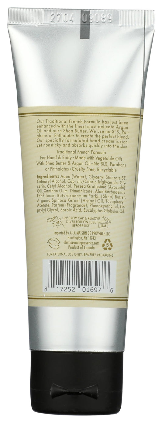 A LA MAISON White Ginger Hand Cream texture closeup highlighting silky, fast-absorbing formula.