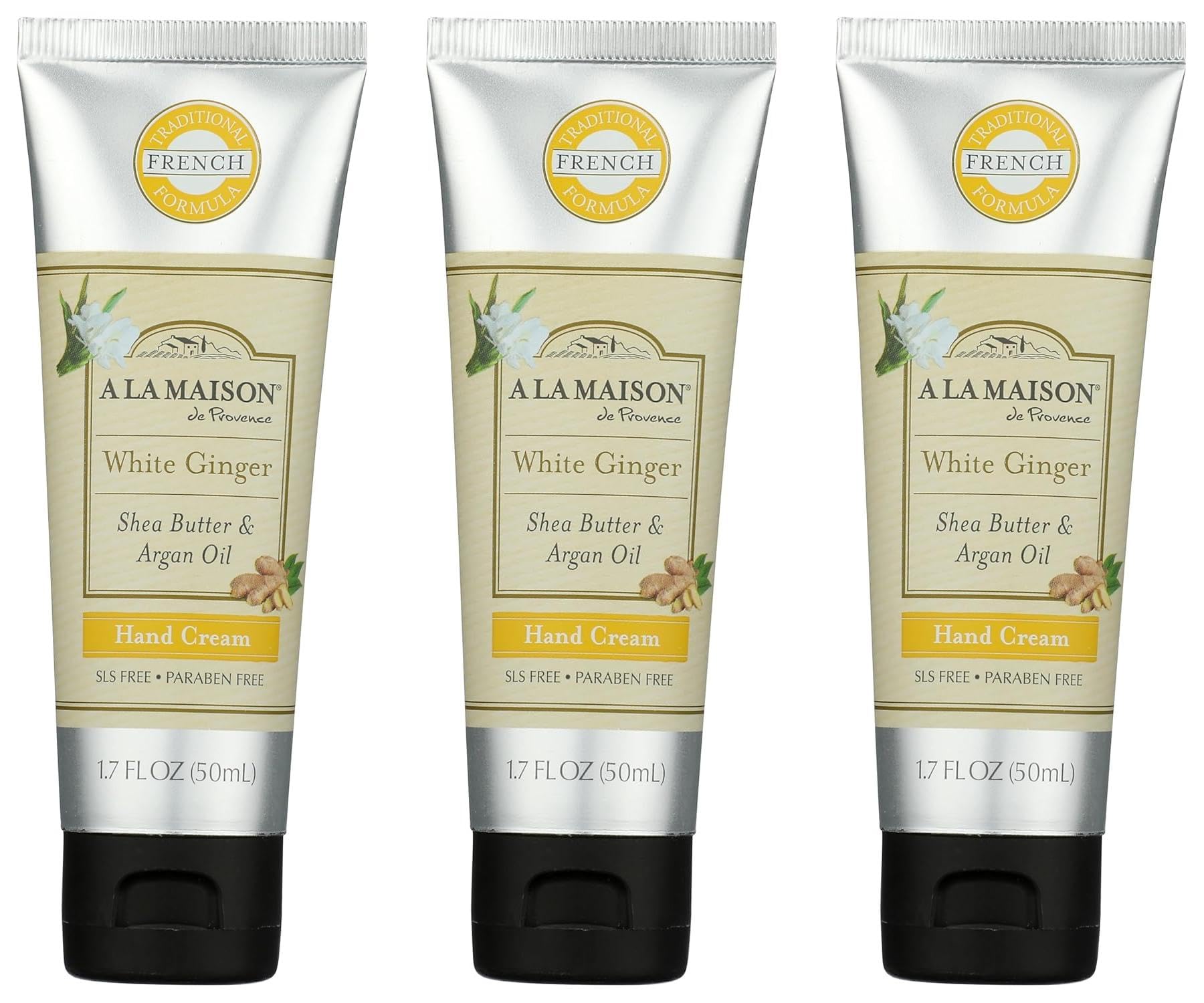 A La Maison White Ginger Hand Cream on smooth, hydrated hands with quick absorption.
