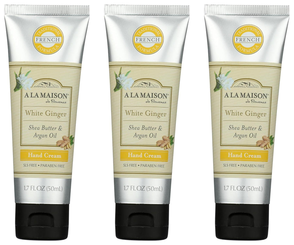 A La Maison White Ginger Hand Cream on smooth, hydrated hands with quick absorption.