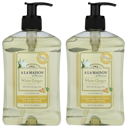 A La Maison White Ginger hand wash bottle 2-pack offering gentle plant-based cleansing