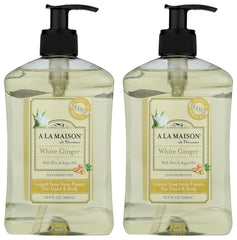 A La Maison White Ginger hand wash bottle 2-pack offering gentle plant-based cleansing