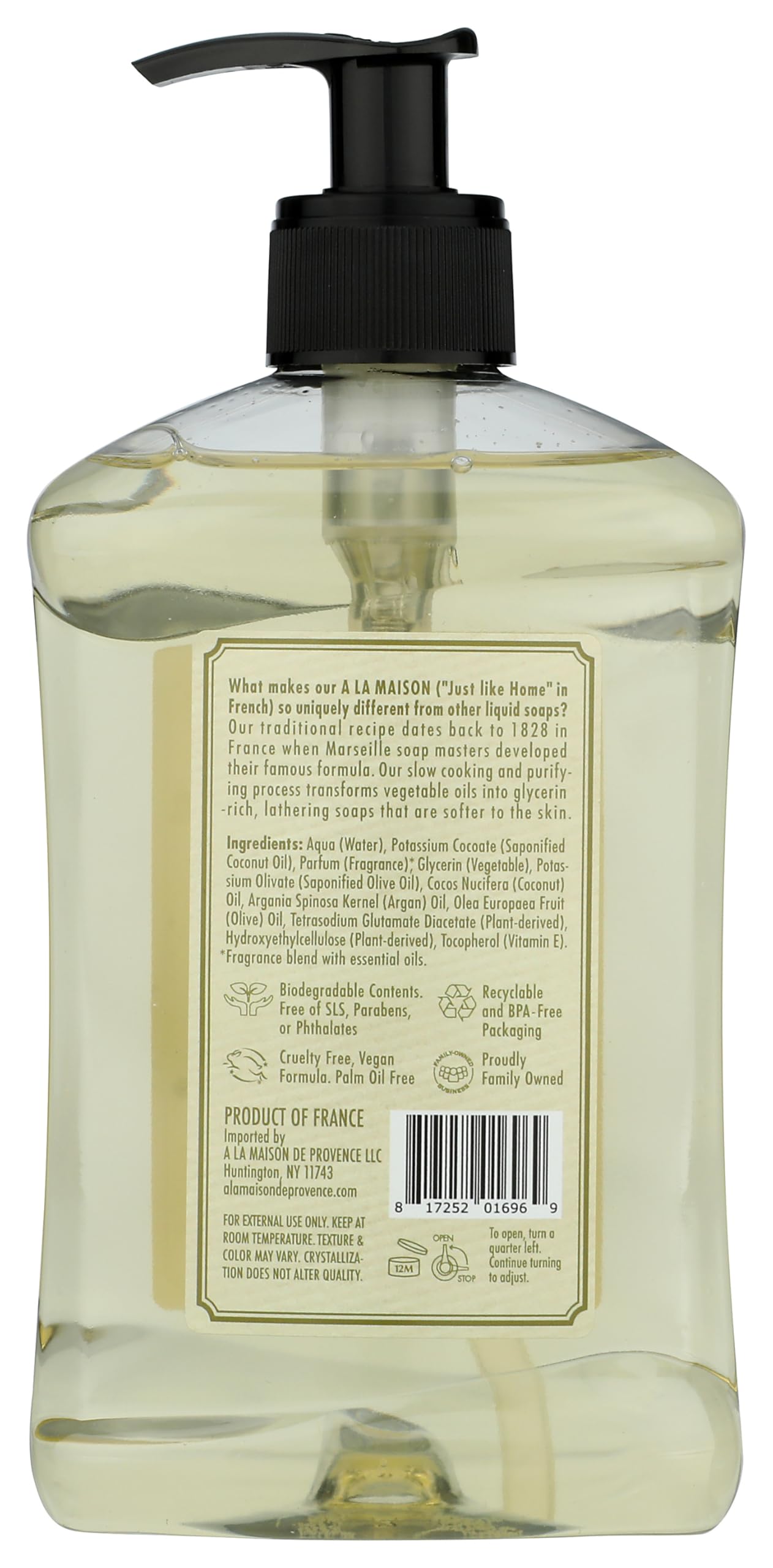 Close-up of A LA MAISON White Ginger bottle emphasizing plant-based formula.