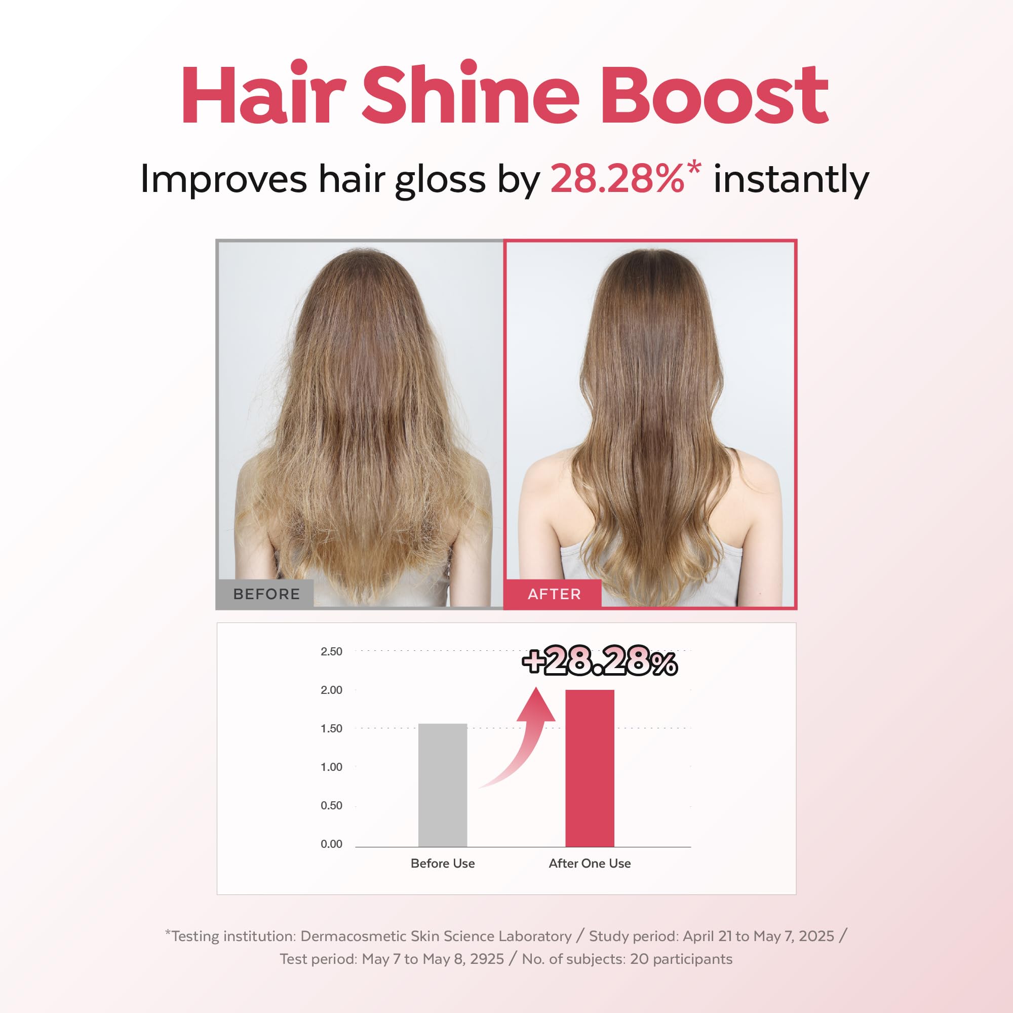 Buildup removal focus with Raspberry Hair Vinegar on a clean hair sample.