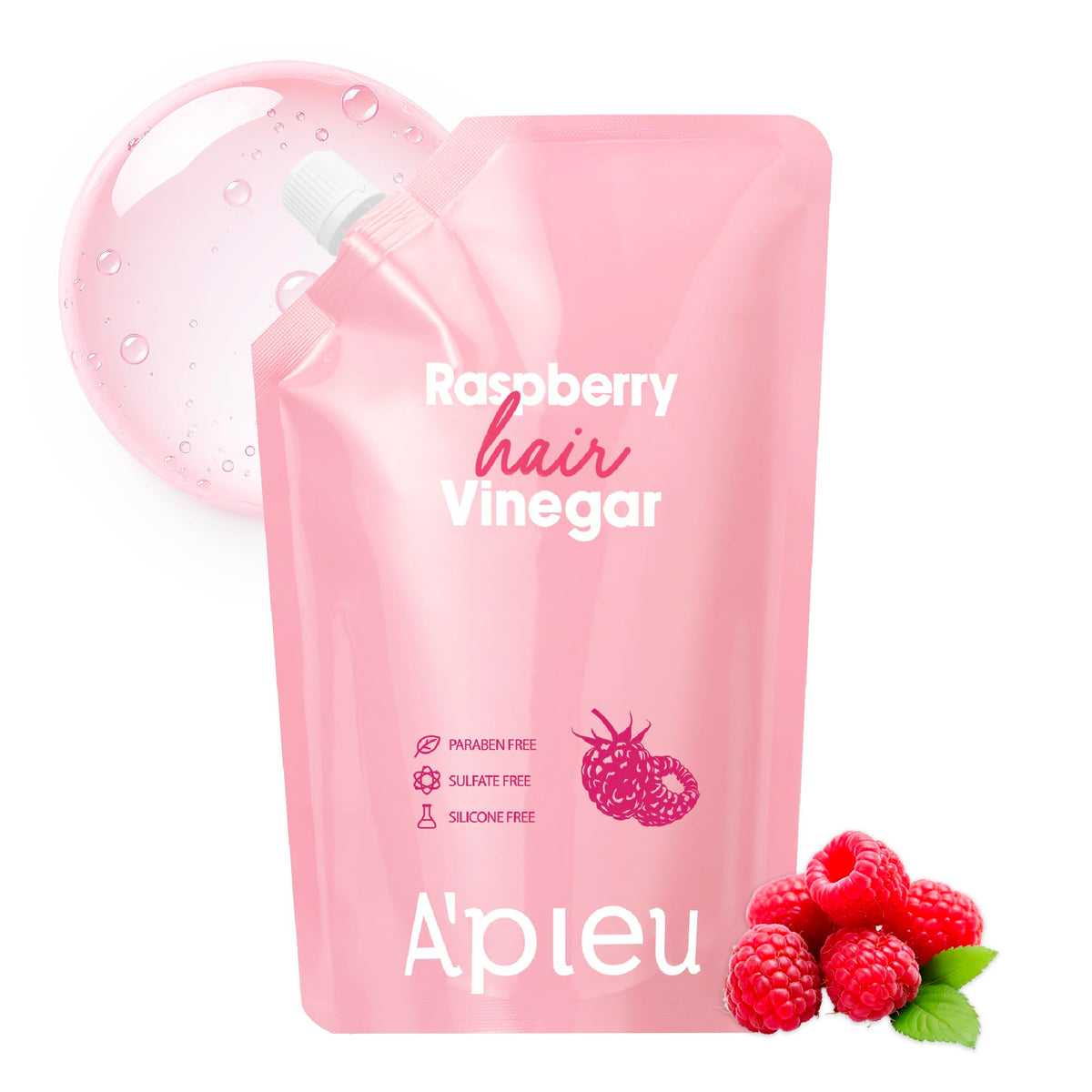 A'PIEU Raspberry Hair Vinegar refill pack reduces plastic waste and saves per ounce.