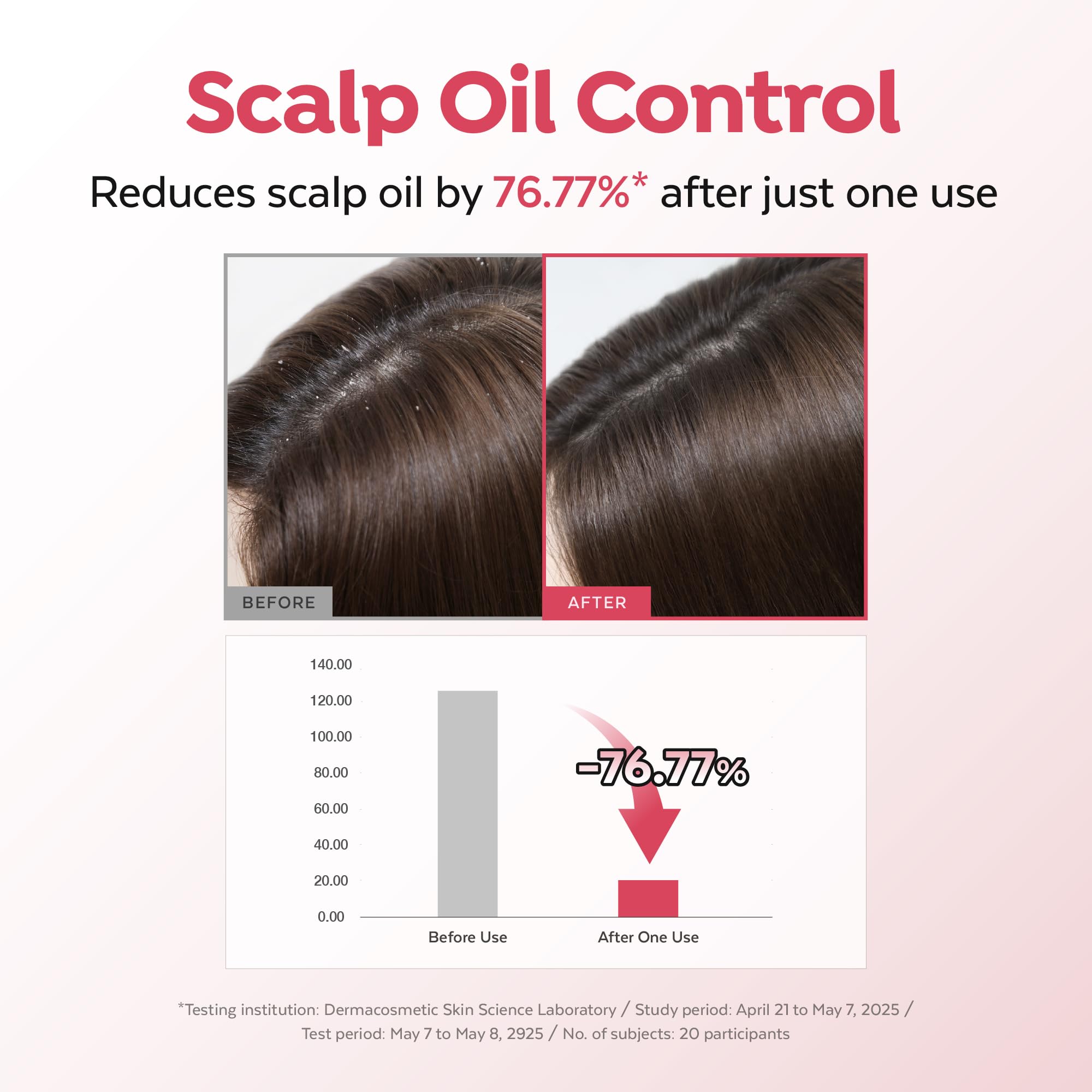 Close-up of scalp after Raspberry Hair Vinegar shows detox and cleaner appearance.