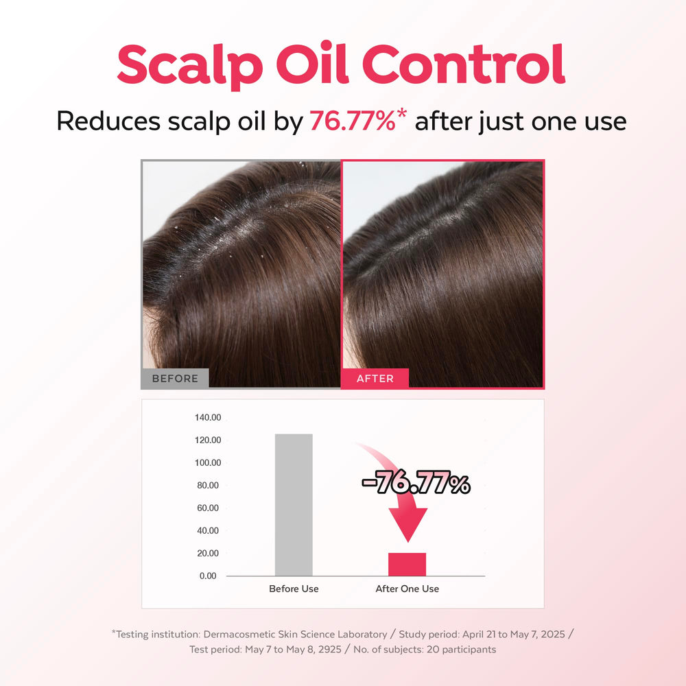 Close-up of scalp after Raspberry Hair Vinegar shows detox and cleaner appearance.