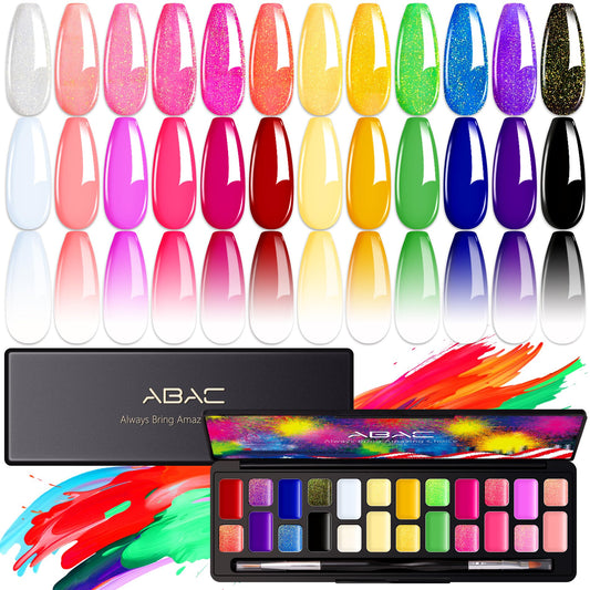 ABAC 24-color solid gel polish palette for precise color mixing.