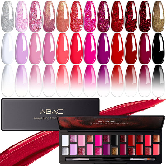 ABAC 24-color solid gel nail polish kit palette—vibrant shades for smooth, long-lasting color