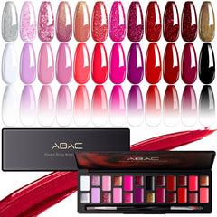 ABAC 24-color solid gel nail polish kit palette—vibrant shades for smooth, long-lasting color