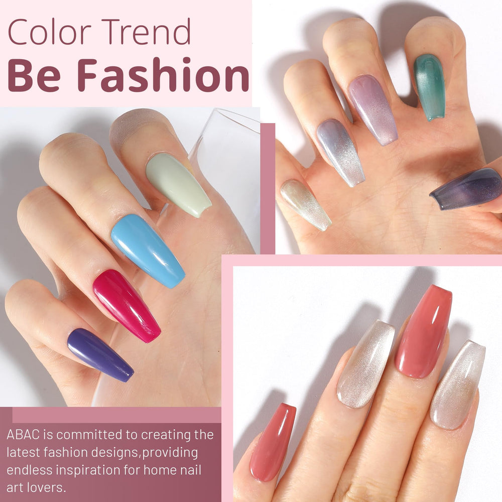 ABAC creme gel swatches show rich pigmentation and smooth blending.