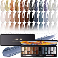 ABAC Fall & Winter Solid Gel Polish Set color swatches for easy selection and gradient ideas.