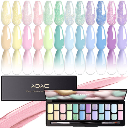 ABAC Pastel Shimmer gel polish bottle close-up showing pastel shimmer for long-lasting color